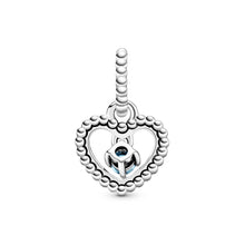 Load image into Gallery viewer, Sky Blue Beaded Heart Dangle Charm
