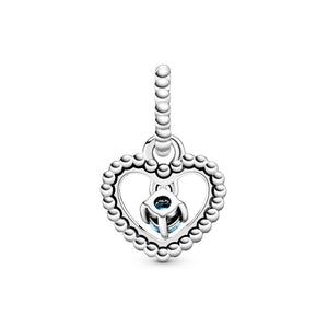 Sky Blue Beaded Heart Dangle Charm
