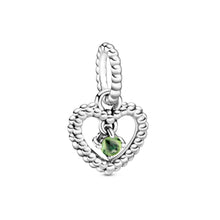 Load image into Gallery viewer, Spring Green Beaded Heart Dangle Charm
