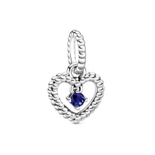 Load image into Gallery viewer, Sea Blue Beaded Heart Dangle Charm
