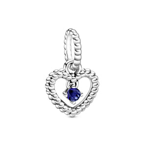 Sea Blue Beaded Heart Dangle Charm