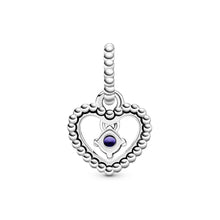 Load image into Gallery viewer, Sea Blue Beaded Heart Dangle Charm
