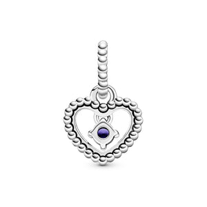 Sea Blue Beaded Heart Dangle Charm