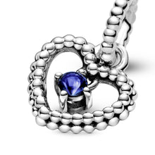 Load image into Gallery viewer, Sea Blue Beaded Heart Dangle Charm
