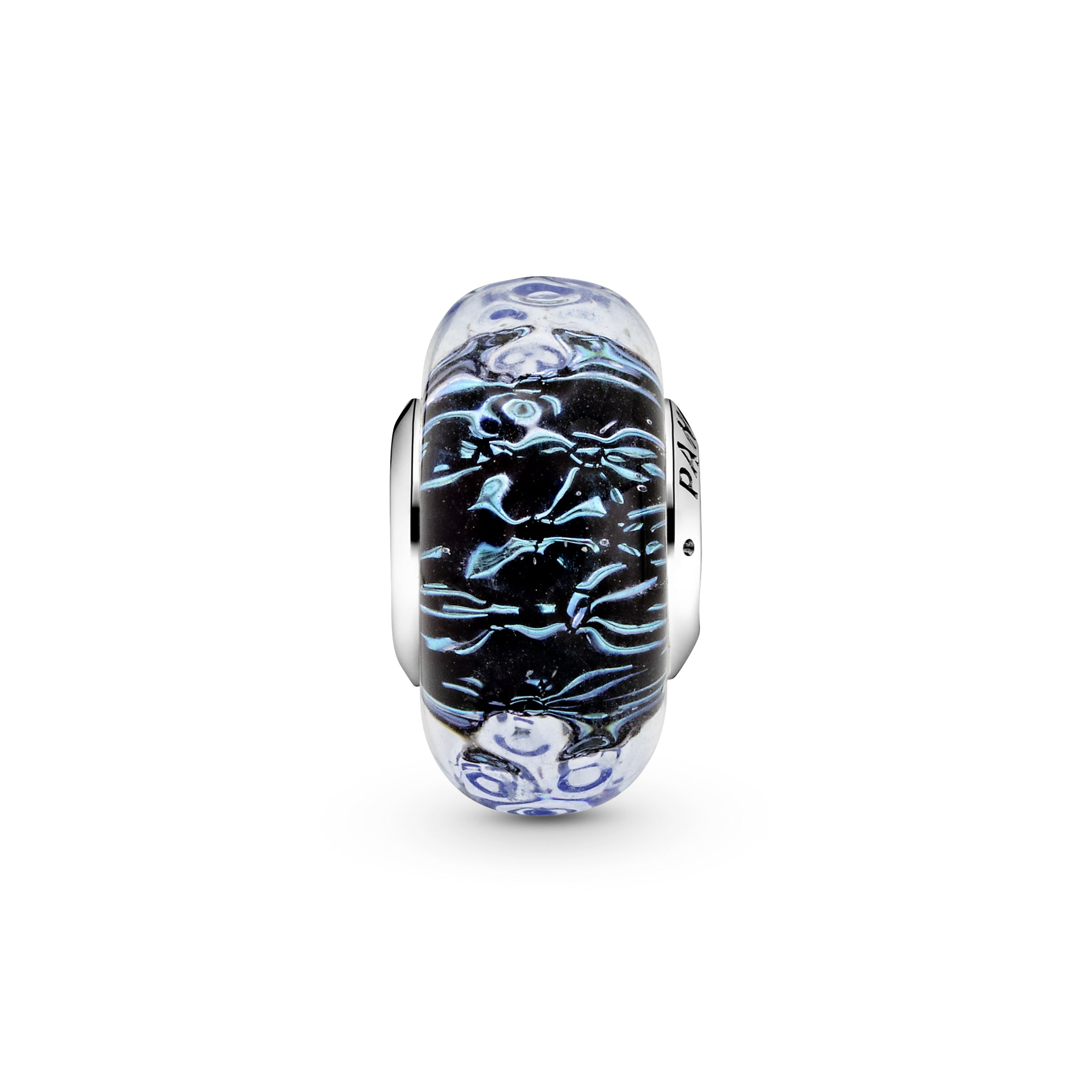 Wavy Dark Blue Murano Glass Ocean Charm - Main Image