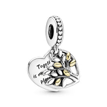 Load image into Gallery viewer, Two-Tone Family Tree Heart Dangle Charm
