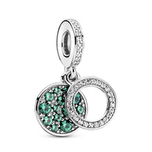 Load image into Gallery viewer, Sparkling Green Disc Double Dangle Charm

