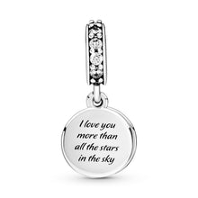 Load image into Gallery viewer, Blue Night Sky Crescent Moon &amp; Stars Dangle Charm
