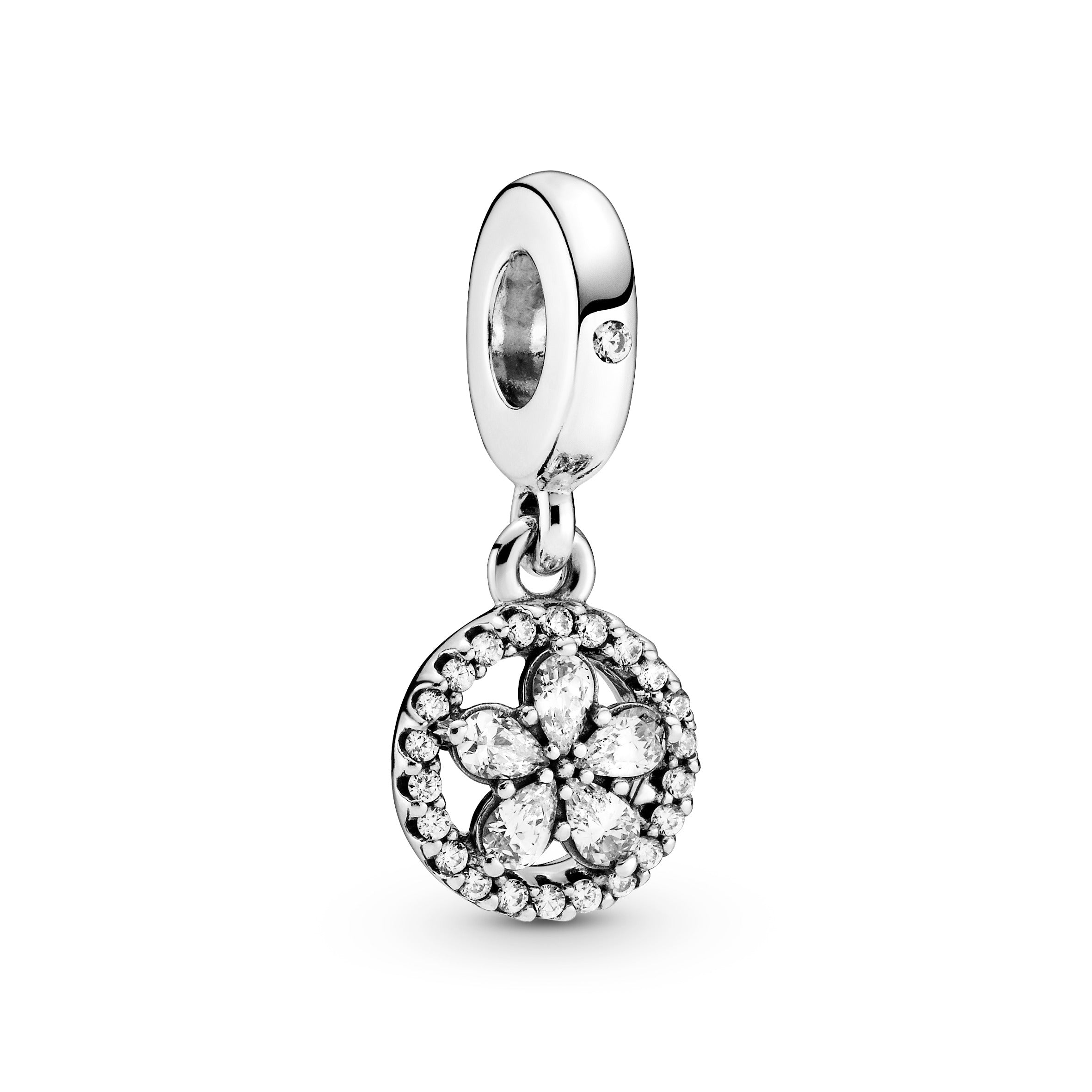 Sparkling Snowflake Circle Dangle Charm
