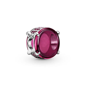 Fuchsia Rose Oval Cabochon Charm