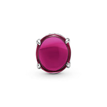 Load image into Gallery viewer, Fuchsia Rose Oval Cabochon Charm
