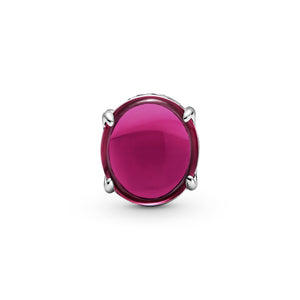 Fuchsia Rose Oval Cabochon Charm