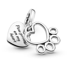Load image into Gallery viewer, Hearts &amp; Paw Print Dangle Charm
