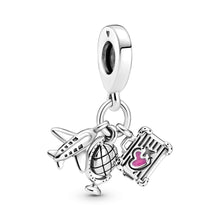 Load image into Gallery viewer, Airplane, Globe &amp; Suitcase Dangle Charm
