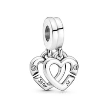 Load image into Gallery viewer, Linked Sister Hearts Split Dangle Charm
