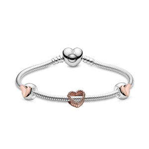 Love Hearts Bracelet and Charms Bundle Set