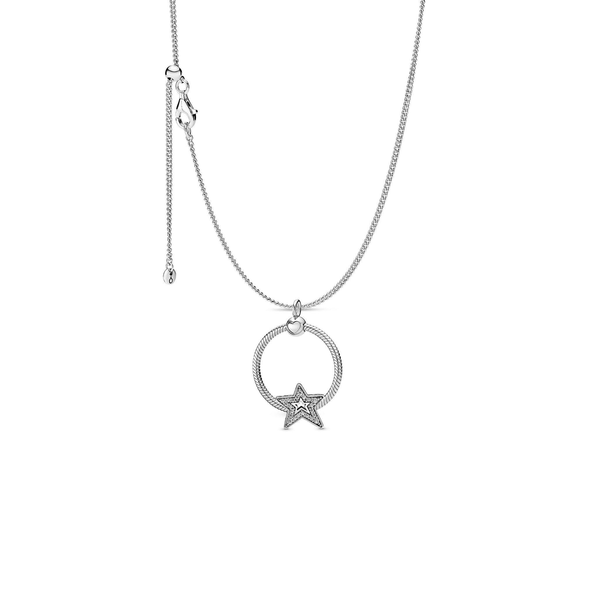 PANDORA Jewelry Adjustable Moon and Stars Cubic Zirconia Necklace in  Sterling Silver, 23.6